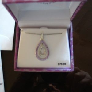 PAVE CLEAR & PURPLE CRYSTAL TEARDROP PENDANT